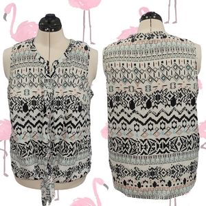 Daniel Rainn Knot Front Sleeveless Blouse